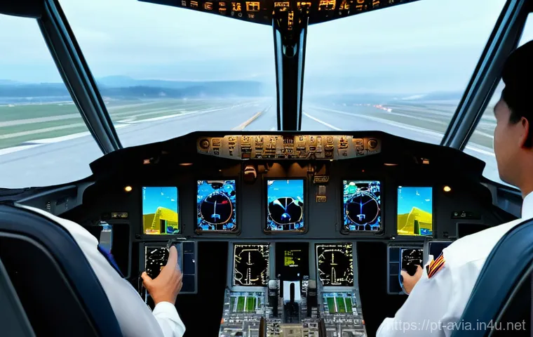 항공운항관리사 항공기 제조사 이해 - **Prompt for Airbus:**
    "A photorealistic image of a sleek, modern Airbus A350 cockpit during a s...