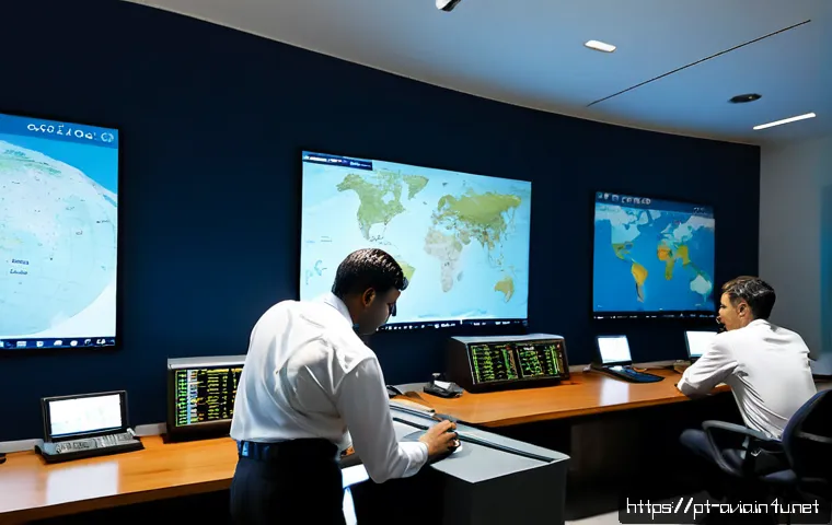 항공운항관리사 팀 리더십 - Photorealistic airline operations control center in São Paulo, Brazil, an experienced flight operati...